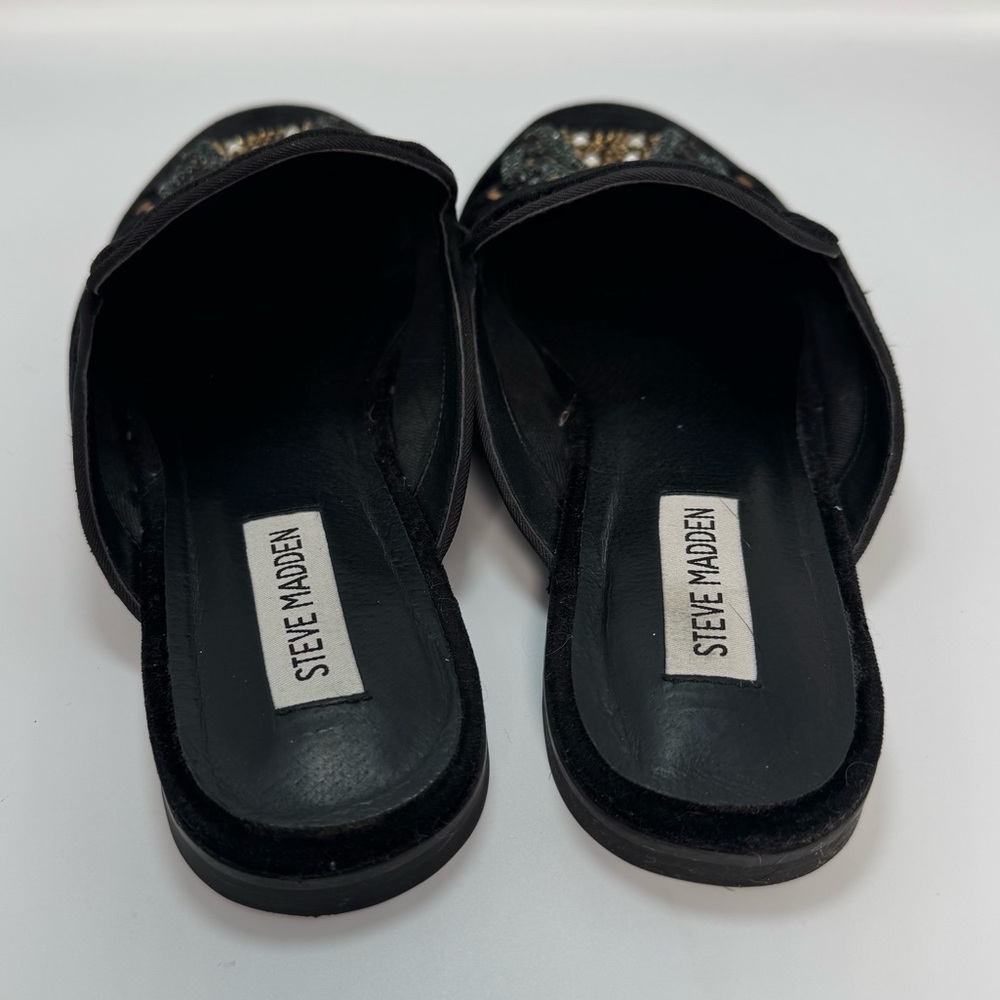 Steve Madden Velvet Beetle Embellished Mule Loafers Black Size 9 - Picture 3 of 5